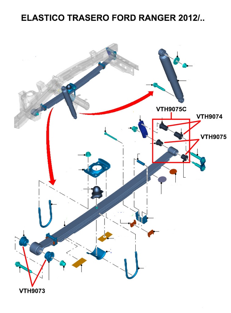BUJE ELASTICO TRAS. P/TRAS. CORTOS RANGER 12/16
